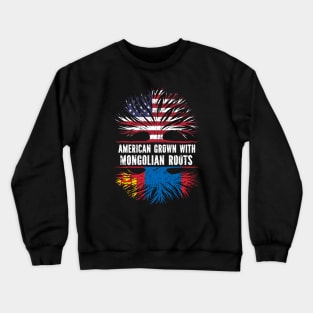 American Grown with Mongolian Roots USA Flag Crewneck Sweatshirt